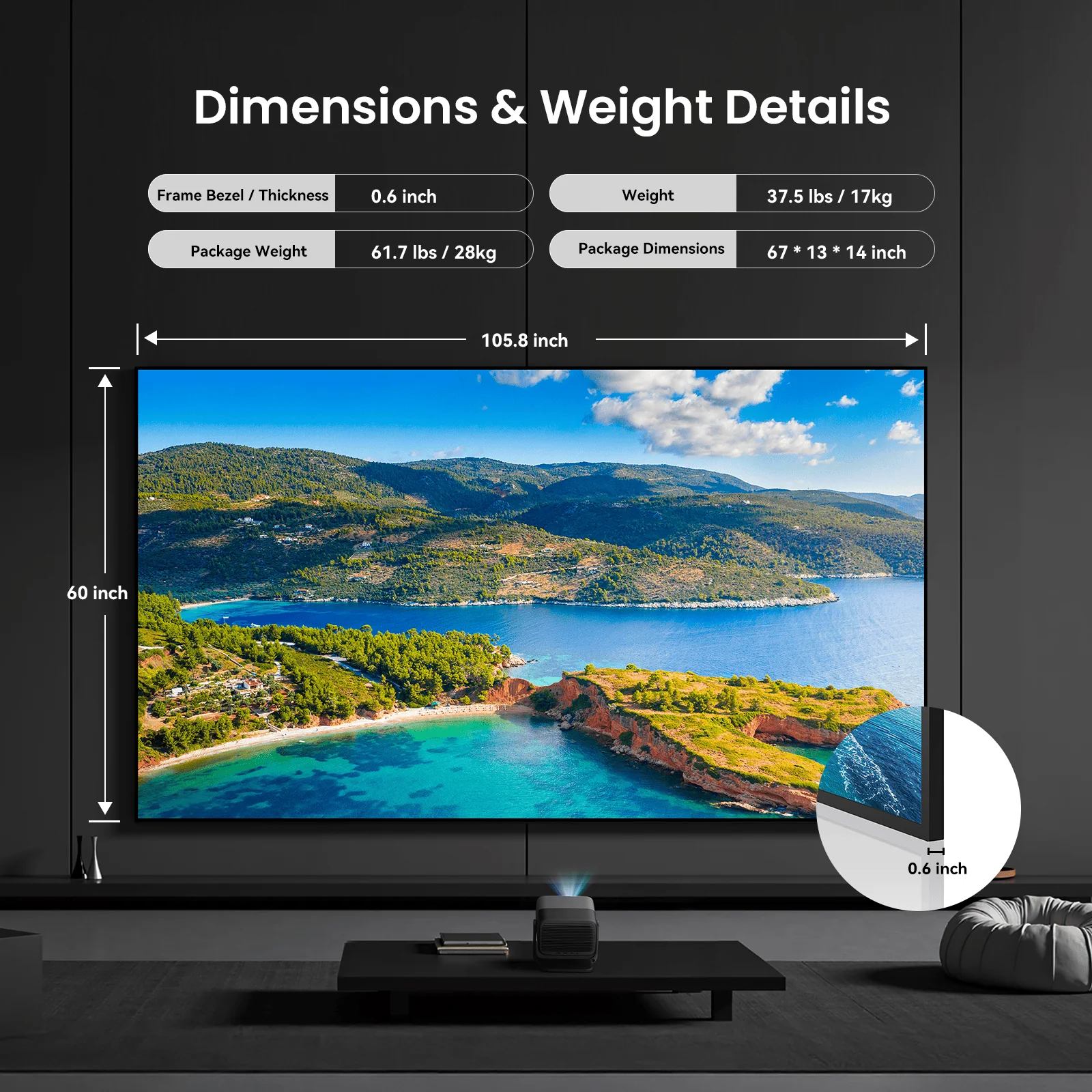 JMGO 120" Fresnel Ambient Light Rejecting Screen - Image 5